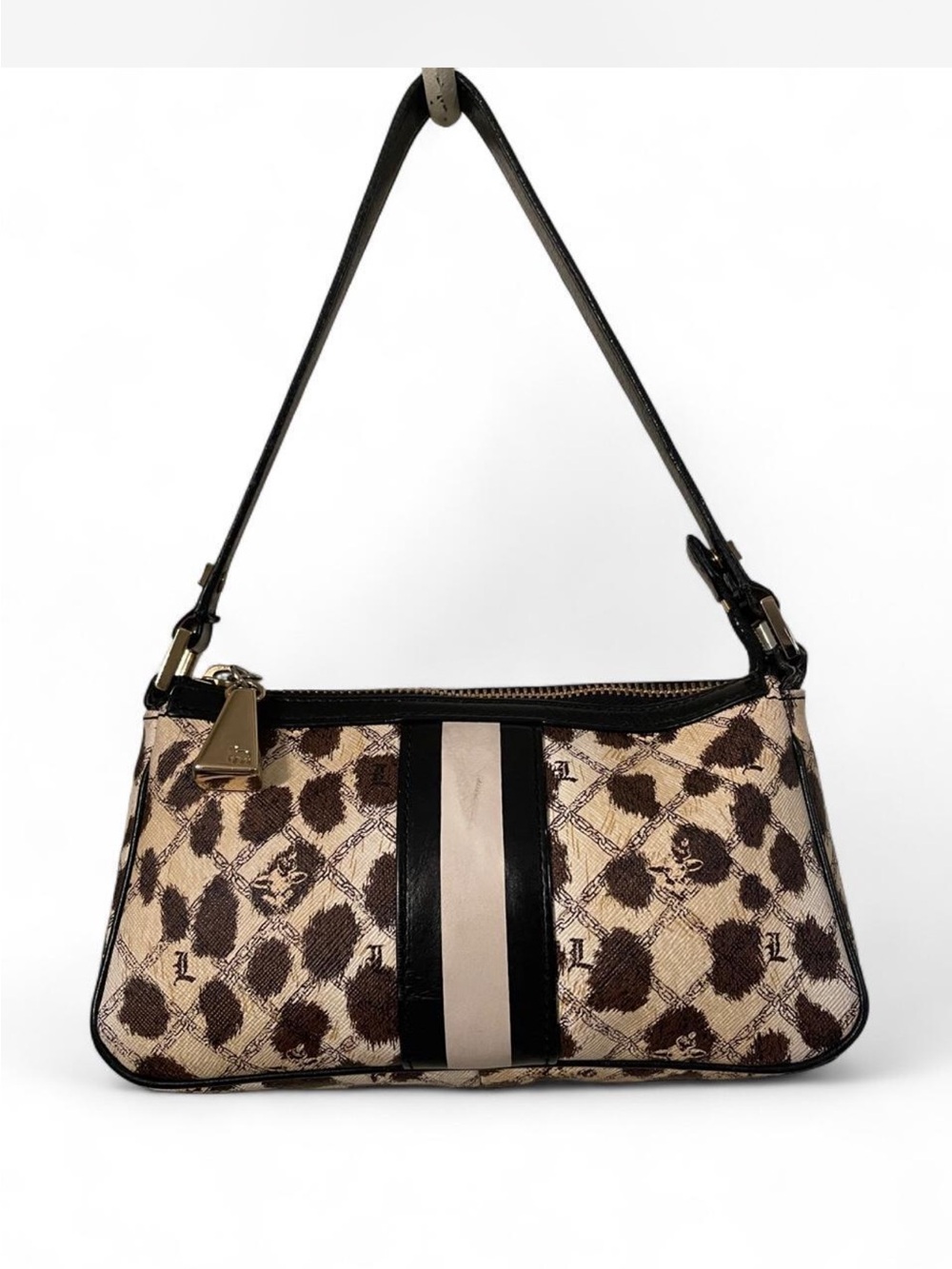 Vintage L.A.M.B. Gwen Stefani Leopard Stripe Baguette Shoulder Bag